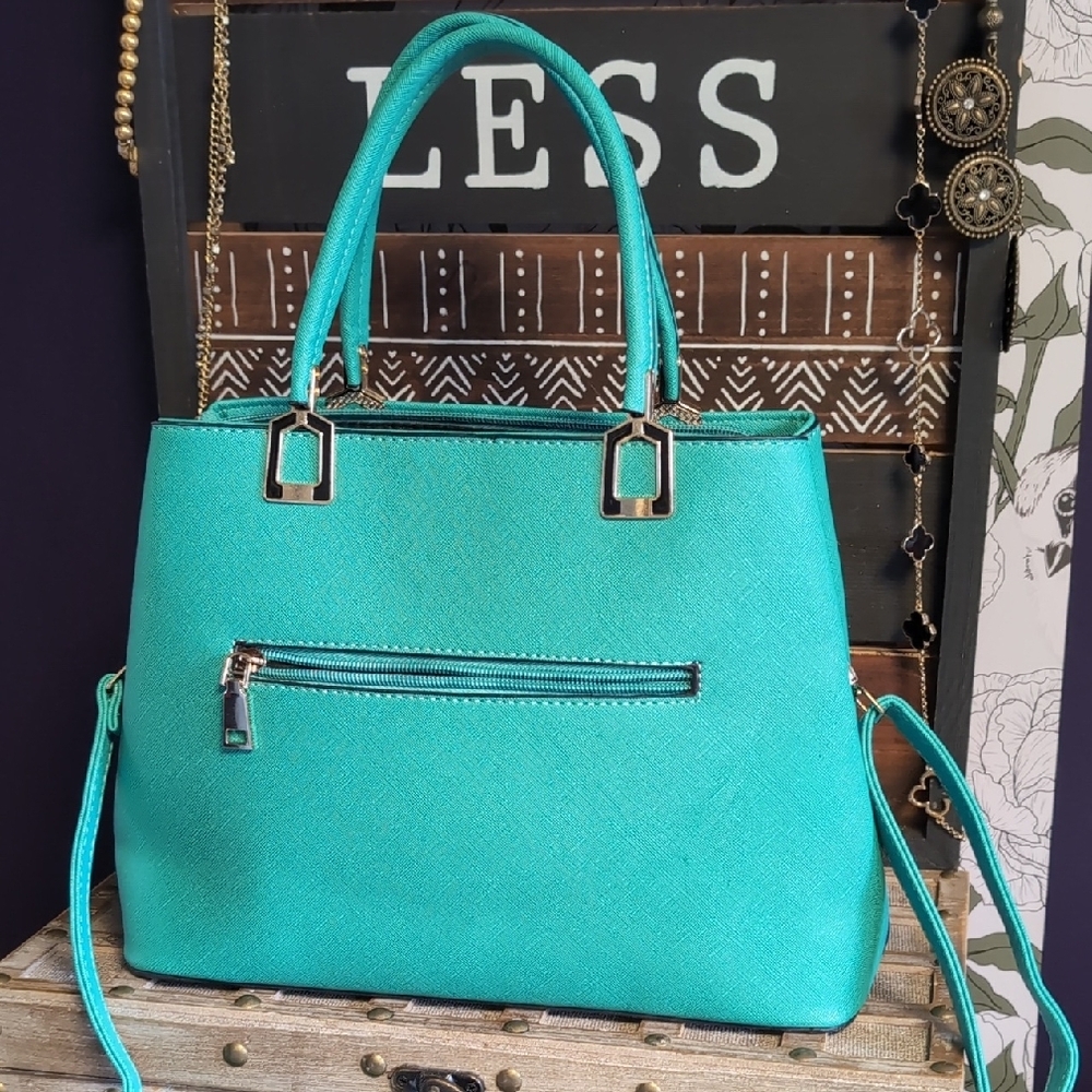 Vintage Style Sea Blue Classic Carryall Handbag - Picture 10 of 14